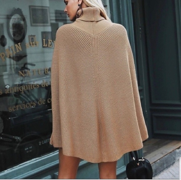 Last 1! Chunky Knit Poncho Sweater - Picture 3 of 8